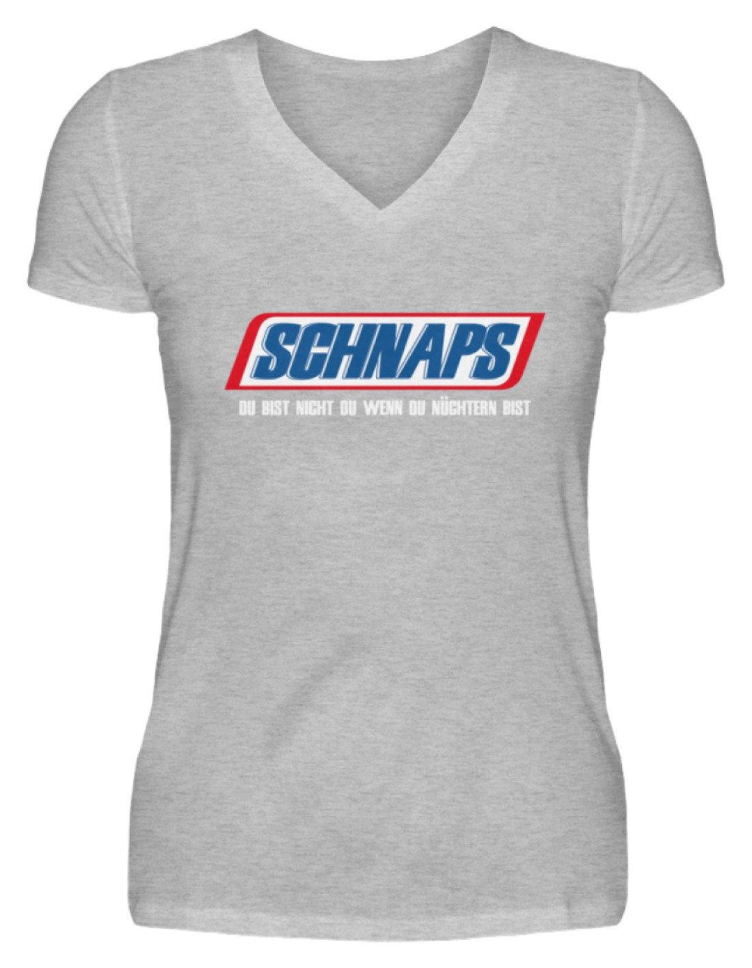 Schnaps - Wenn du nüchtern bist  - V-Neck Damenshirt - Words on Shirts Sag es mit dem Mittelfinger Shirts Hoodies Sweatshirt Taschen Gymsack Spruch Sprüche Statement