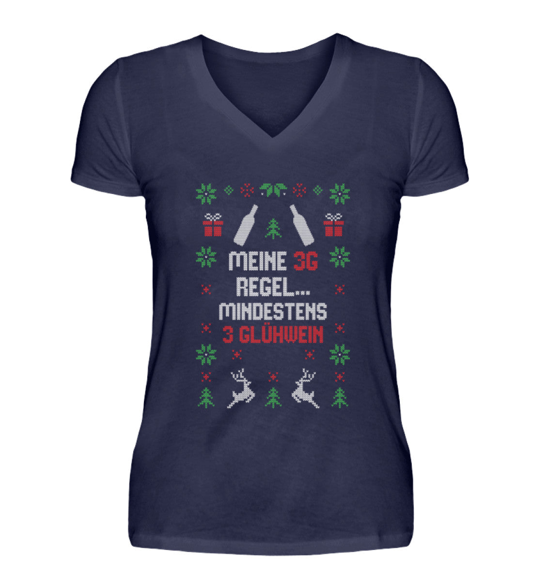 3G Regel - Mindestens 3 Glühwein  - V-Neck Damenshirt