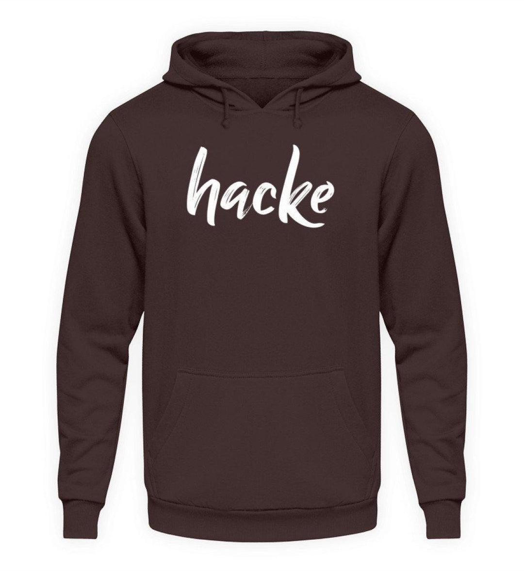 hacke Shirt  - Unisex Kapuzenpullover Hoodie - Words on Shirts Sag es mit dem Mittelfinger Shirts Hoodies Sweatshirt Taschen Gymsack Spruch Sprüche Statement