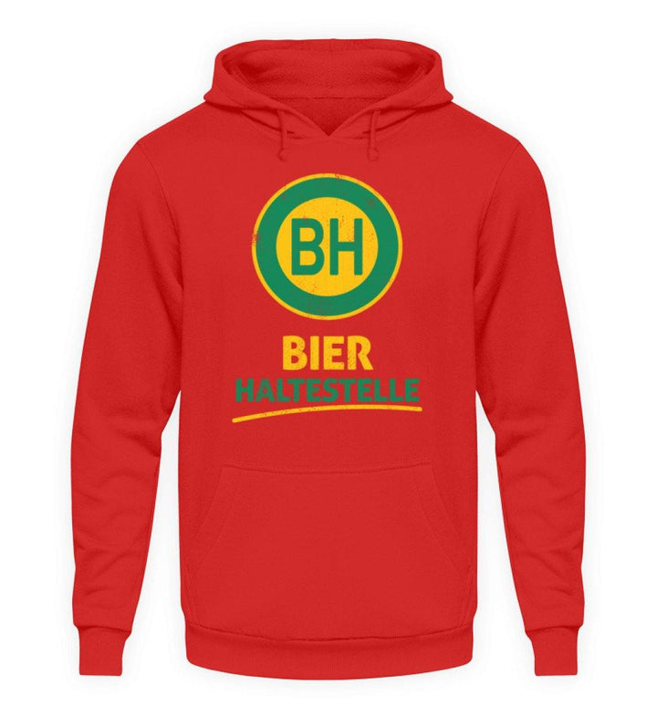 BH Bier Haltestelle - Words on Shirts  - Unisex Kapuzenpullover Hoodie - Words on Shirts Sag es mit dem Mittelfinger Shirts Hoodies Sweatshirt Taschen Gymsack Spruch Sprüche Statement