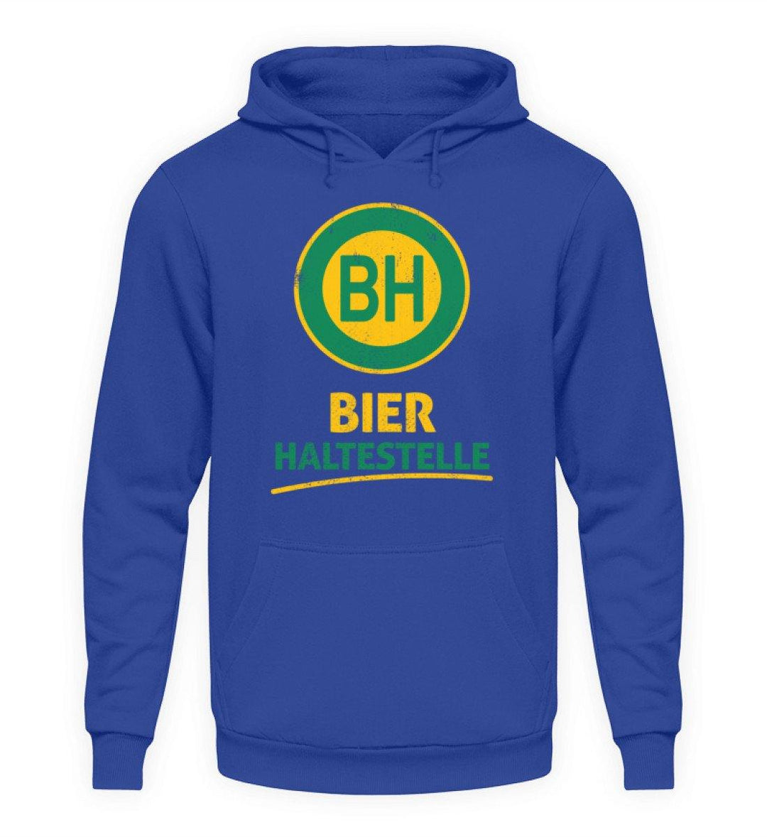 BH Bier Haltestelle - Words on Shirts  - Unisex Kapuzenpullover Hoodie - Words on Shirts Sag es mit dem Mittelfinger Shirts Hoodies Sweatshirt Taschen Gymsack Spruch Sprüche Statement