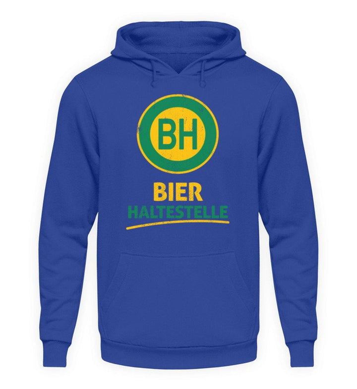 BH Bier Haltestelle - Words on Shirts  - Unisex Kapuzenpullover Hoodie - Words on Shirts Sag es mit dem Mittelfinger Shirts Hoodies Sweatshirt Taschen Gymsack Spruch Sprüche Statement