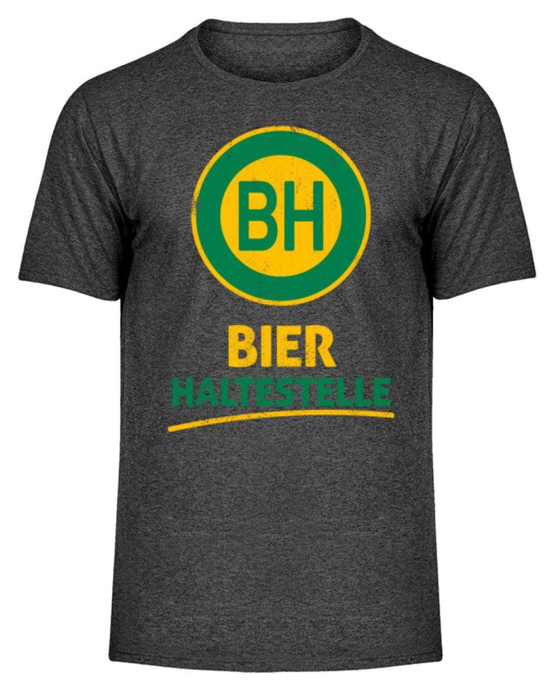 BH Bier Haltestelle - Words on Shirts  - Herren Melange Shirt - Words on Shirts Sag es mit dem Mittelfinger Shirts Hoodies Sweatshirt Taschen Gymsack Spruch Sprüche Statement