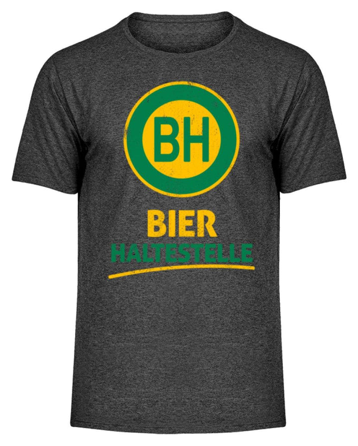 BH Bier Haltestelle - Words on Shirts  - Herren Melange Shirt - Words on Shirts Sag es mit dem Mittelfinger Shirts Hoodies Sweatshirt Taschen Gymsack Spruch Sprüche Statement