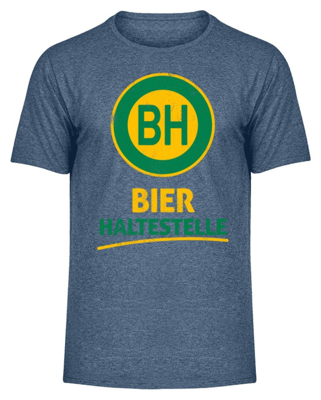 BH Bier Haltestelle - Words on Shirts  - Herren Melange Shirt - Words on Shirts Sag es mit dem Mittelfinger Shirts Hoodies Sweatshirt Taschen Gymsack Spruch Sprüche Statement