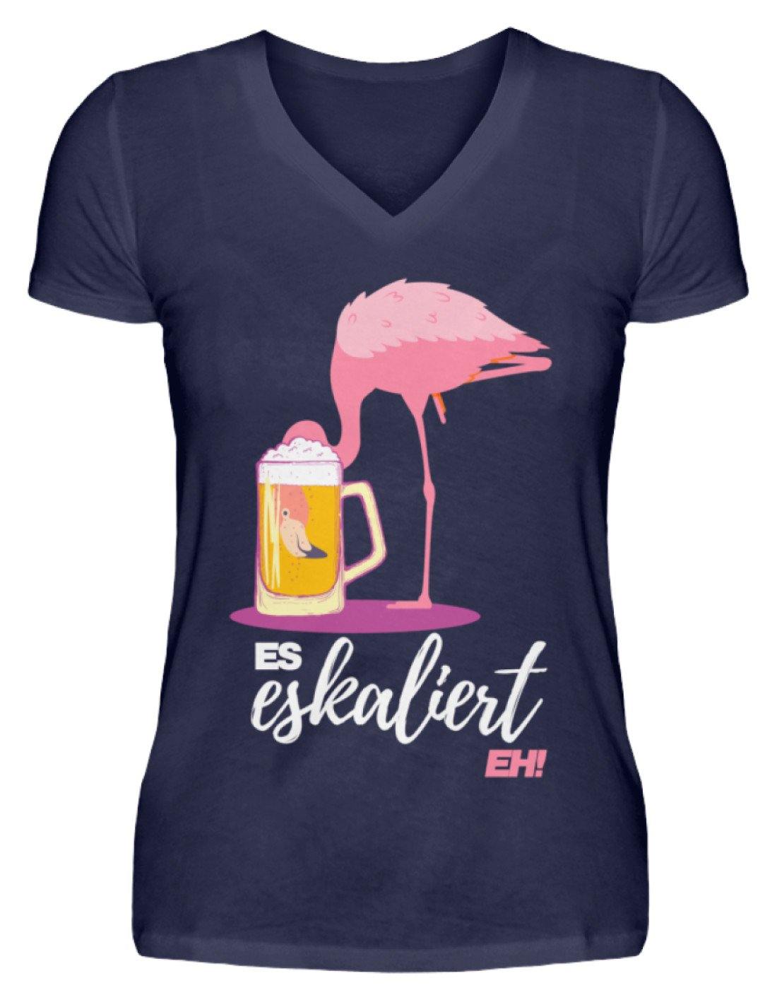 Es Eskaliert Eh - Flamingo  - V-Neck Damenshirt