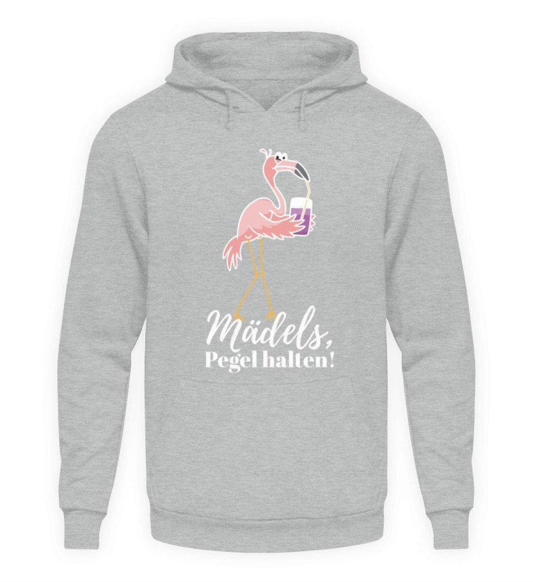 Mädels Pegel halten - Flamingo  - Unisex Kapuzenpullover Hoodie - Words on Shirts Sag es mit dem Mittelfinger Shirts Hoodies Sweatshirt Taschen Gymsack Spruch Sprüche Statement