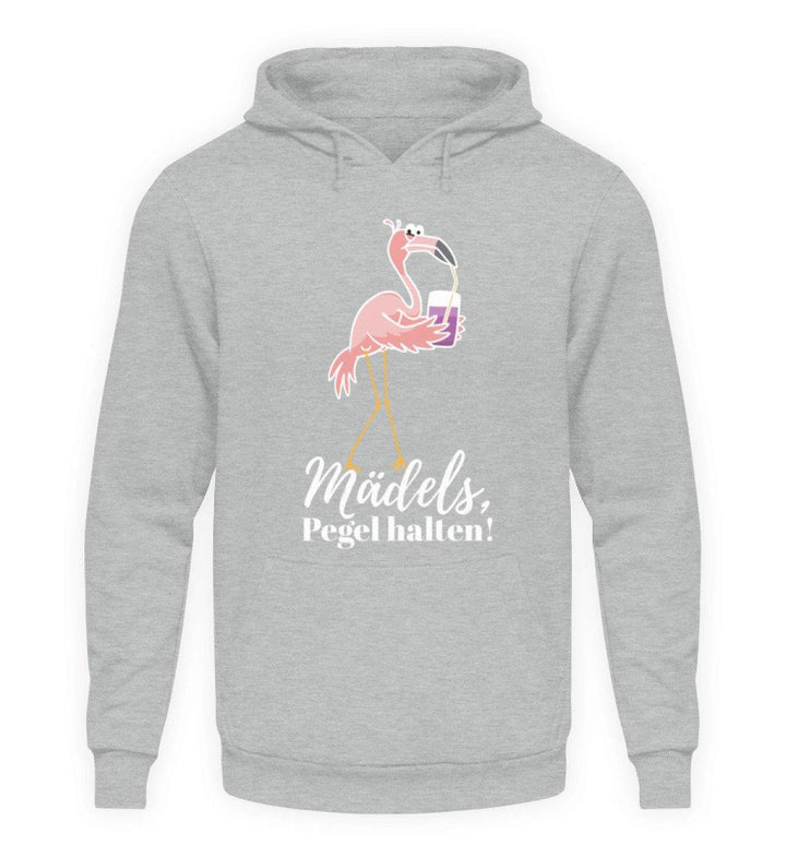 Mädels Pegel halten - Flamingo  - Unisex Kapuzenpullover Hoodie - Words on Shirts Sag es mit dem Mittelfinger Shirts Hoodies Sweatshirt Taschen Gymsack Spruch Sprüche Statement