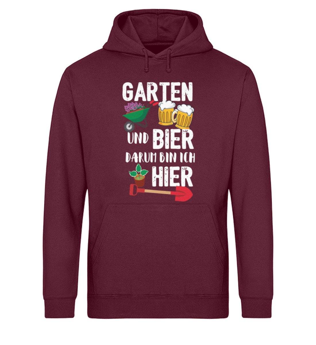 Garten und Bier, Darum bin ich hier.  - Unisex Organic Hoodie