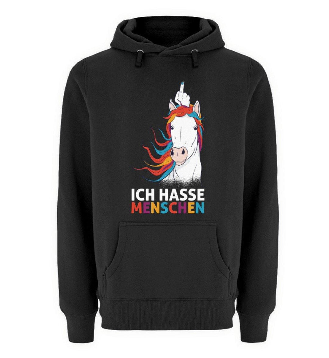 Einhorn hasse Menschen Words on Shirts  - Unisex Premium Kapuzenpullover - Words on Shirts Sag es mit dem Mittelfinger Shirts Hoodies Sweatshirt Taschen Gymsack Spruch Sprüche Statement