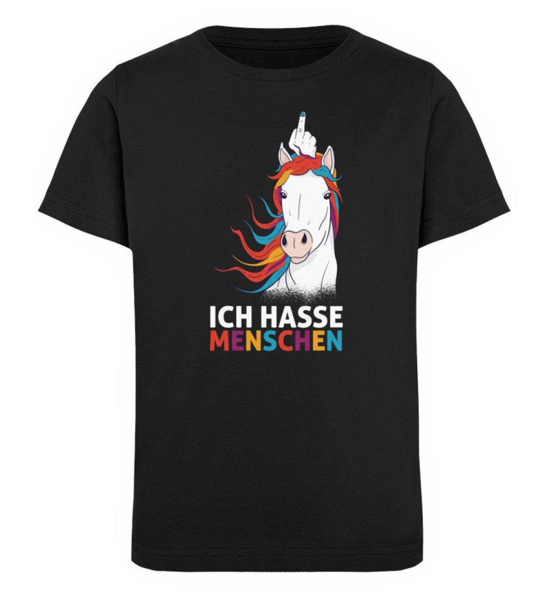 Einhorn hasse Menschen Words on Shirts  - Kinder Organic T-Shirt - Words on Shirts Sag es mit dem Mittelfinger Shirts Hoodies Sweatshirt Taschen Gymsack Spruch Sprüche Statement