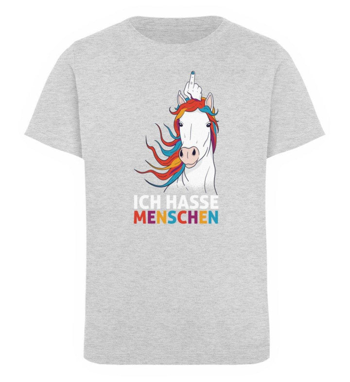 Einhorn hasse Menschen Words on Shirts  - Kinder Organic T-Shirt - Words on Shirts Sag es mit dem Mittelfinger Shirts Hoodies Sweatshirt Taschen Gymsack Spruch Sprüche Statement