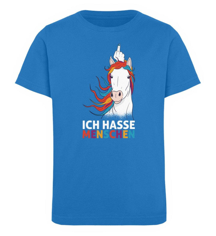 Einhorn hasse Menschen Words on Shirts  - Kinder Organic T-Shirt - Words on Shirts Sag es mit dem Mittelfinger Shirts Hoodies Sweatshirt Taschen Gymsack Spruch Sprüche Statement