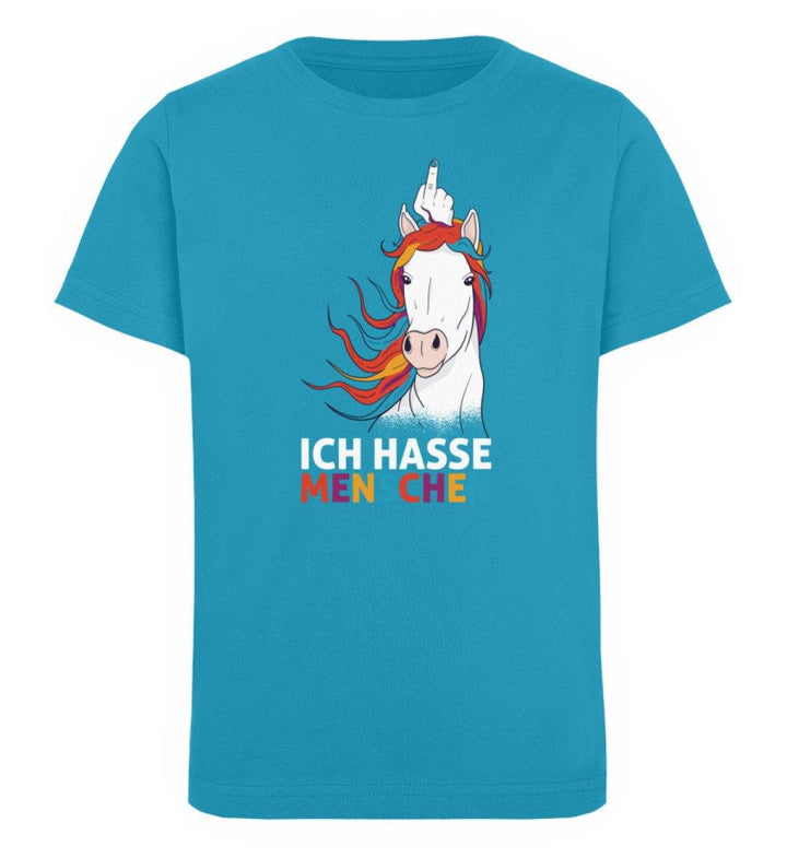 Einhorn hasse Menschen Words on Shirts  - Kinder Organic T-Shirt - Words on Shirts Sag es mit dem Mittelfinger Shirts Hoodies Sweatshirt Taschen Gymsack Spruch Sprüche Statement