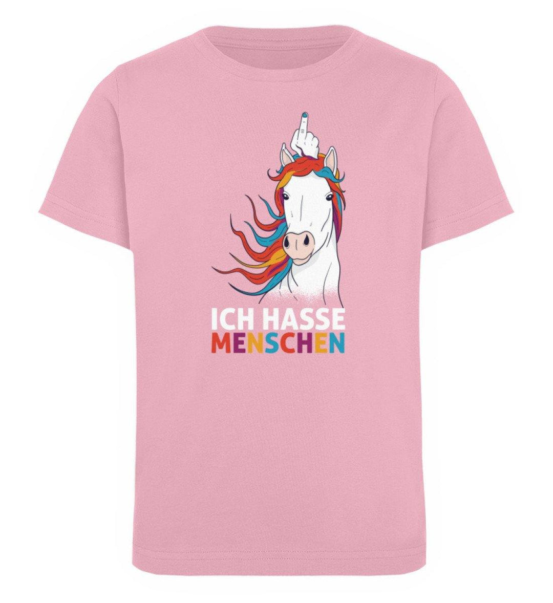 Einhorn hasse Menschen Words on Shirts  - Kinder Organic T-Shirt - Words on Shirts Sag es mit dem Mittelfinger Shirts Hoodies Sweatshirt Taschen Gymsack Spruch Sprüche Statement
