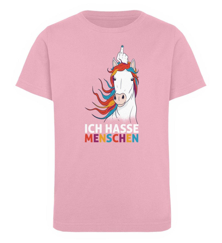Einhorn hasse Menschen Words on Shirts  - Kinder Organic T-Shirt - Words on Shirts Sag es mit dem Mittelfinger Shirts Hoodies Sweatshirt Taschen Gymsack Spruch Sprüche Statement
