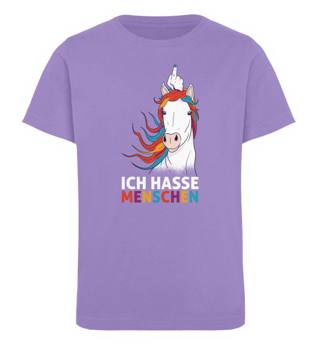 Einhorn hasse Menschen Words on Shirts  - Kinder Organic T-Shirt - Words on Shirts Sag es mit dem Mittelfinger Shirts Hoodies Sweatshirt Taschen Gymsack Spruch Sprüche Statement