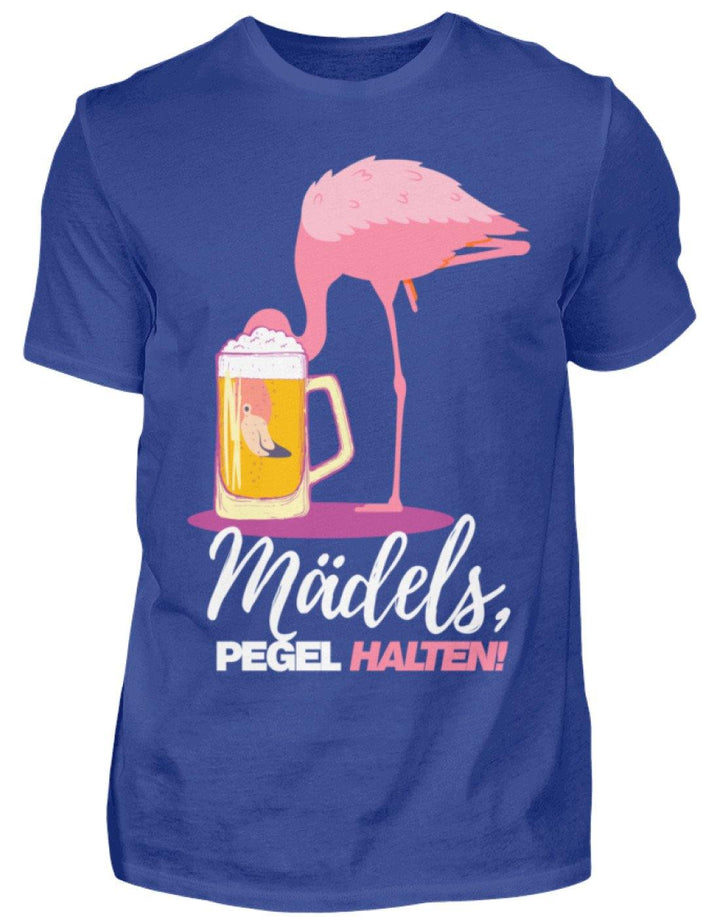 Mädels, Pegel halte - Flamingo  - Herren Shirt - Words on Shirts Sag es mit dem Mittelfinger Shirts Hoodies Sweatshirt Taschen Gymsack Spruch Sprüche Statement