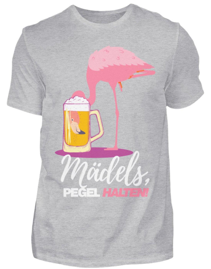 Mädels, Pegel halte - Flamingo  - Herren Shirt - Words on Shirts Sag es mit dem Mittelfinger Shirts Hoodies Sweatshirt Taschen Gymsack Spruch Sprüche Statement