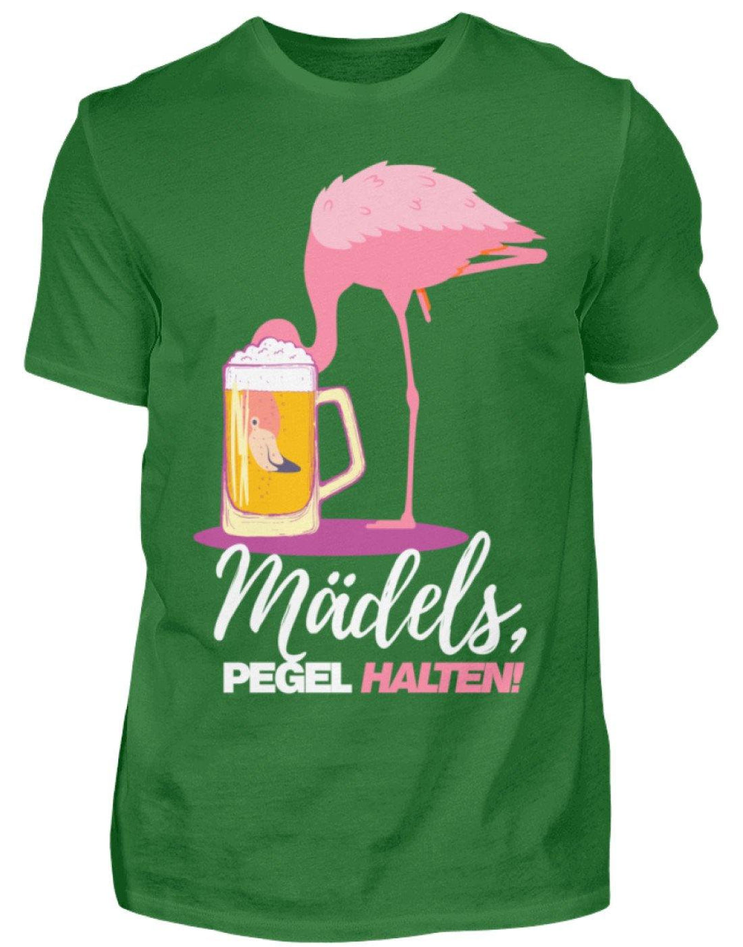 Mädels, Pegel halte - Flamingo  - Herren Shirt - Words on Shirts Sag es mit dem Mittelfinger Shirts Hoodies Sweatshirt Taschen Gymsack Spruch Sprüche Statement