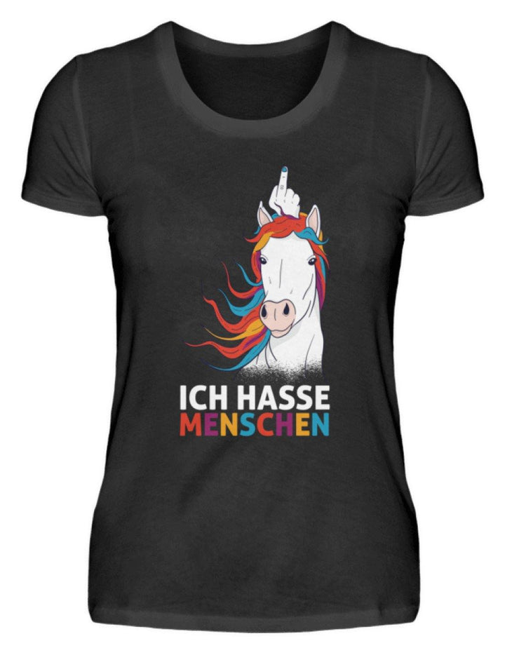 Ich hasse Menschen - Words on Shirts  - Damenshirt - Words on Shirts Sag es mit dem Mittelfinger Shirts Hoodies Sweatshirt Taschen Gymsack Spruch Sprüche Statement