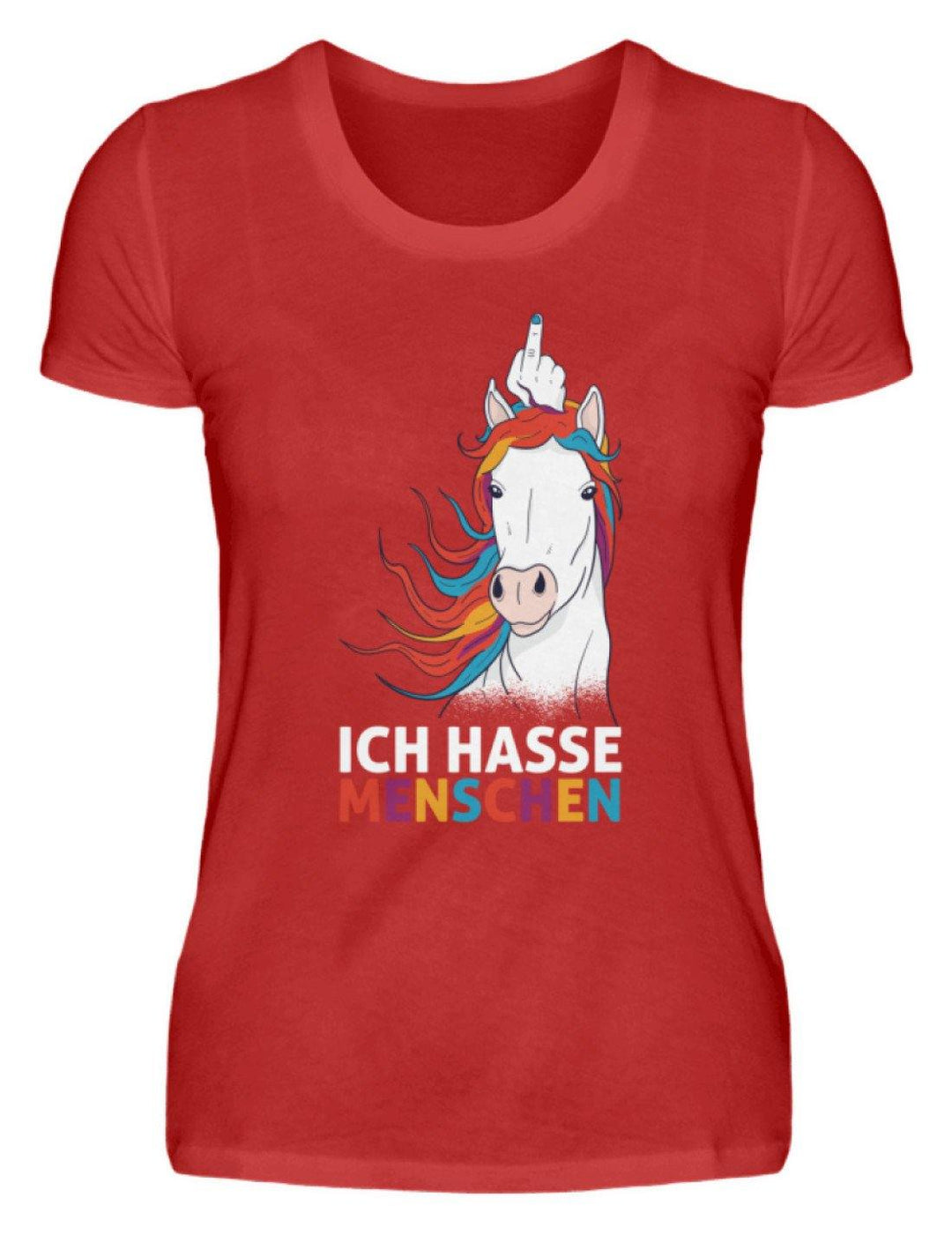 Ich hasse Menschen - Words on Shirts  - Damenshirt - Words on Shirts Sag es mit dem Mittelfinger Shirts Hoodies Sweatshirt Taschen Gymsack Spruch Sprüche Statement