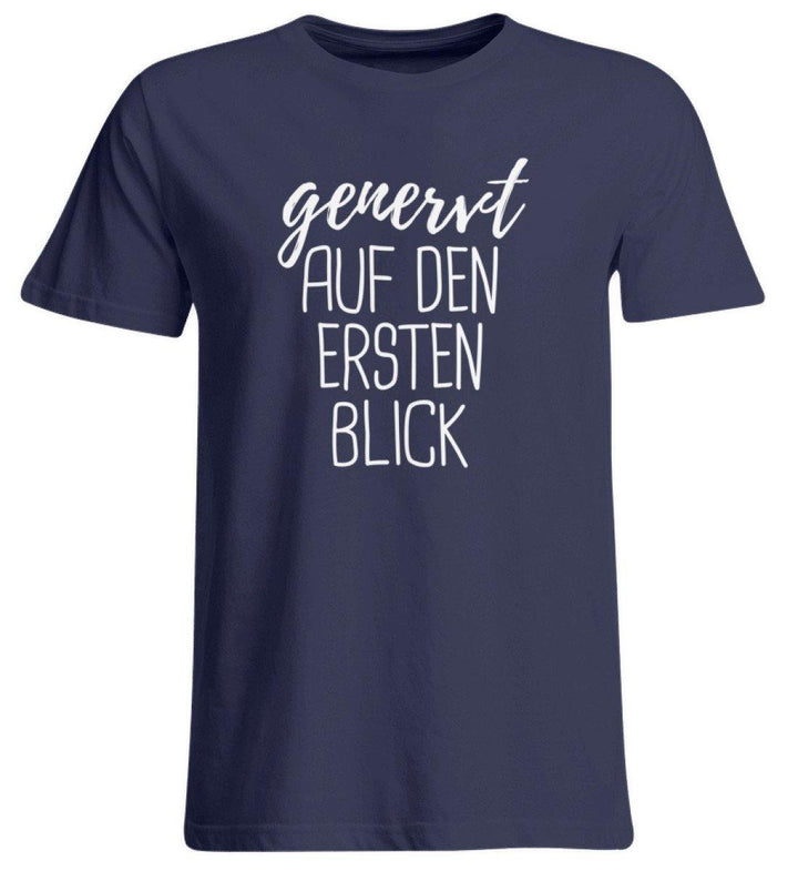 Genervt ersten Blick - Words on Shirts  - Übergrößenshirt - Words on Shirts Sag es mit dem Mittelfinger Shirts Hoodies Sweatshirt Taschen Gymsack Spruch Sprüche Statement