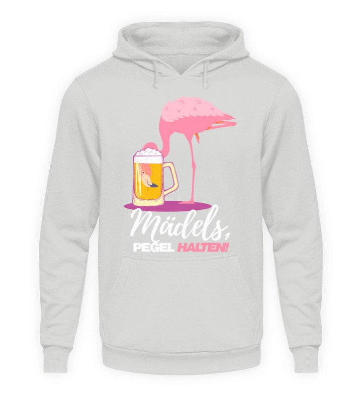 Mädels, Pegel halte - Flamingo  - Unisex Kapuzenpullover Hoodie - Words on Shirts Sag es mit dem Mittelfinger Shirts Hoodies Sweatshirt Taschen Gymsack Spruch Sprüche Statement