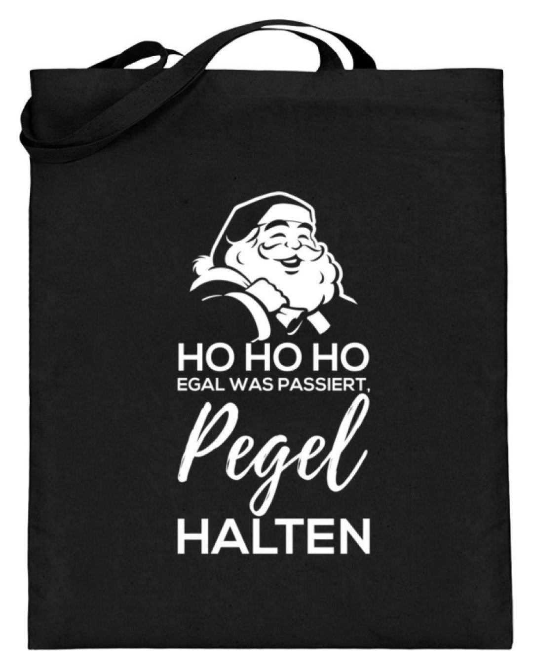Santa Pegel halten - Words on Shirt  - Jutebeutel (mit langen Henkeln) - Words on Shirts Sag es mit dem Mittelfinger Shirts Hoodies Sweatshirt Taschen Gymsack Spruch Sprüche Statement