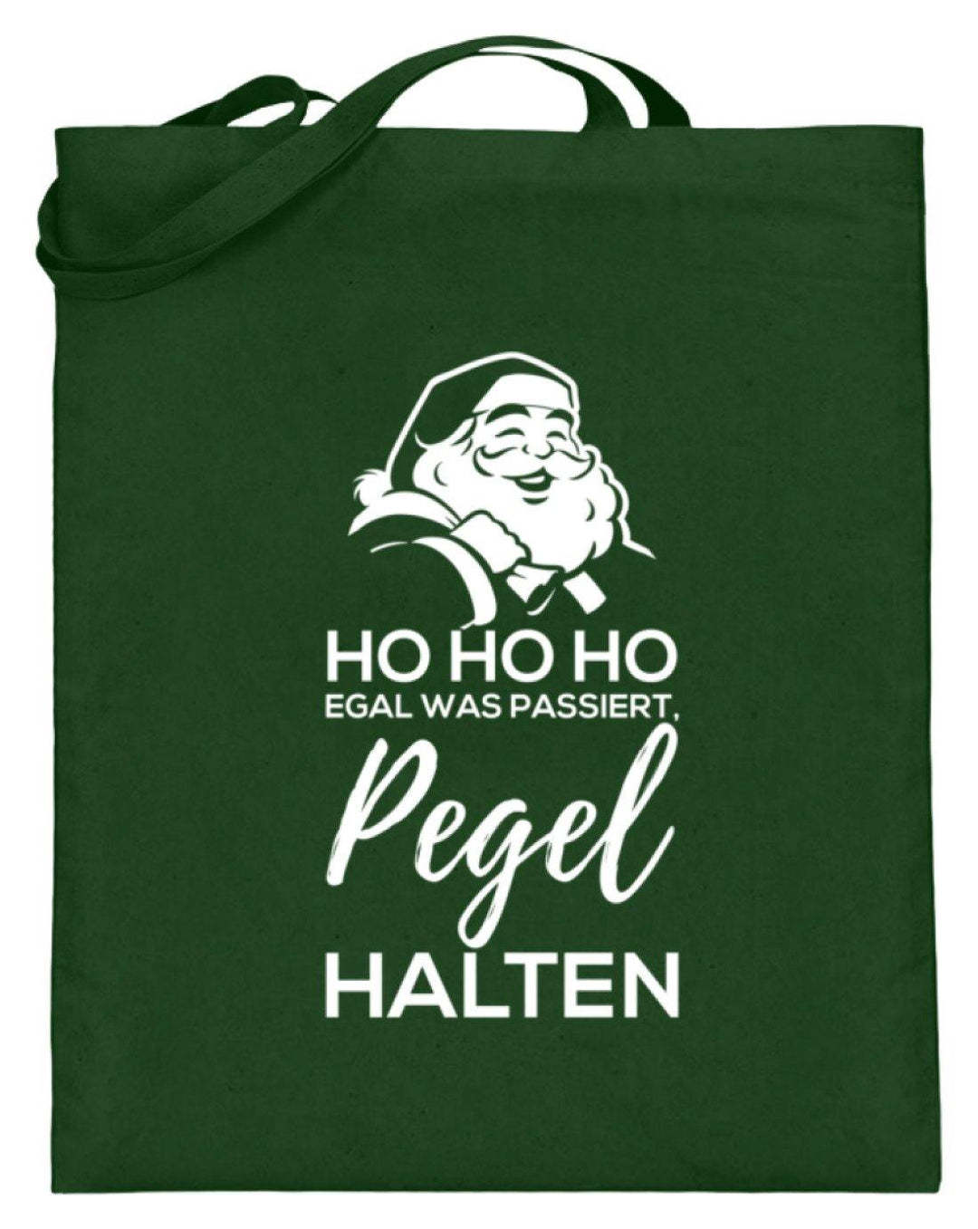 Santa Pegel halten - Words on Shirt  - Jutebeutel (mit langen Henkeln) - Words on Shirts Sag es mit dem Mittelfinger Shirts Hoodies Sweatshirt Taschen Gymsack Spruch Sprüche Statement