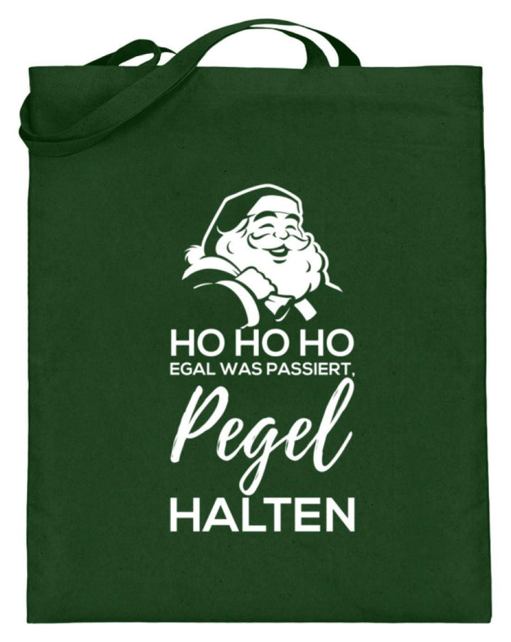Santa Pegel halten - Words on Shirt  - Jutebeutel (mit langen Henkeln) - Words on Shirts Sag es mit dem Mittelfinger Shirts Hoodies Sweatshirt Taschen Gymsack Spruch Sprüche Statement