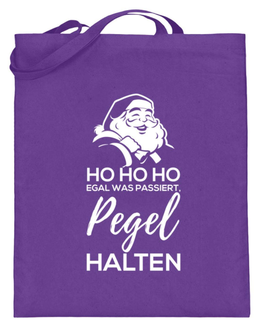 Santa Pegel halten - Words on Shirt  - Jutebeutel (mit langen Henkeln) - Words on Shirts Sag es mit dem Mittelfinger Shirts Hoodies Sweatshirt Taschen Gymsack Spruch Sprüche Statement