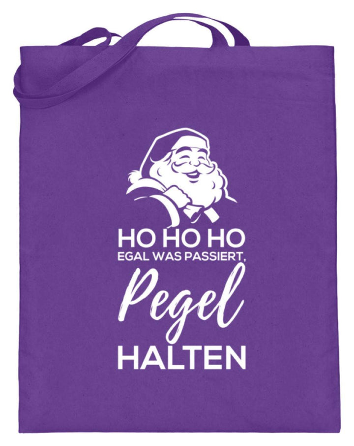 Santa Pegel halten - Words on Shirt  - Jutebeutel (mit langen Henkeln) - Words on Shirts Sag es mit dem Mittelfinger Shirts Hoodies Sweatshirt Taschen Gymsack Spruch Sprüche Statement