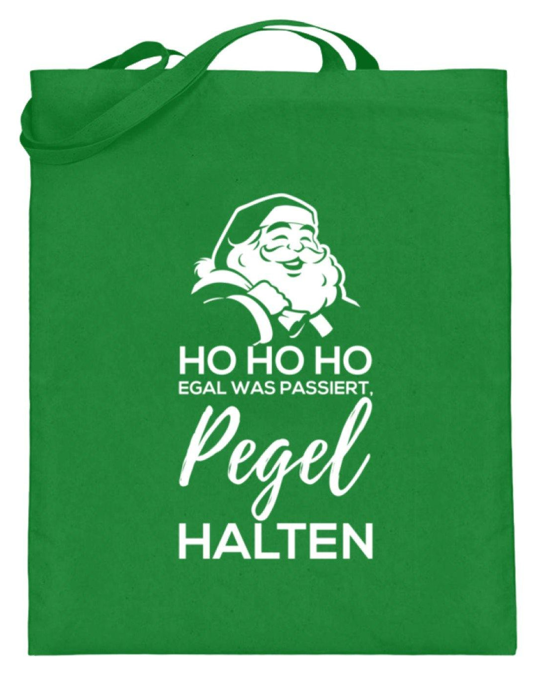 Santa Pegel halten - Words on Shirt  - Jutebeutel (mit langen Henkeln) - Words on Shirts Sag es mit dem Mittelfinger Shirts Hoodies Sweatshirt Taschen Gymsack Spruch Sprüche Statement