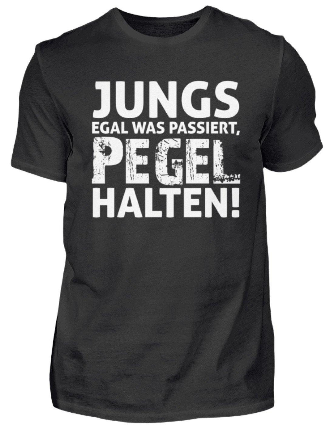 Jungs, Pegel halten.  - Herren Shirt - Words on Shirts Sag es mit dem Mittelfinger Shirts Hoodies Sweatshirt Taschen Gymsack Spruch Sprüche Statement