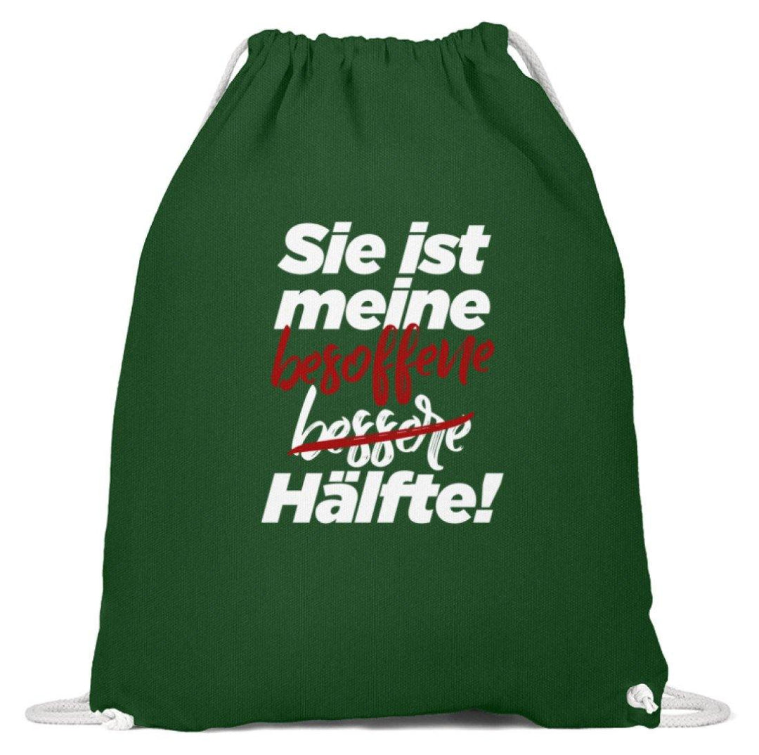 Sie ist meine besoffene Hälfte.  - Baumwoll Gymsac - Words on Shirts Sag es mit dem Mittelfinger Shirts Hoodies Sweatshirt Taschen Gymsack Spruch Sprüche Statement