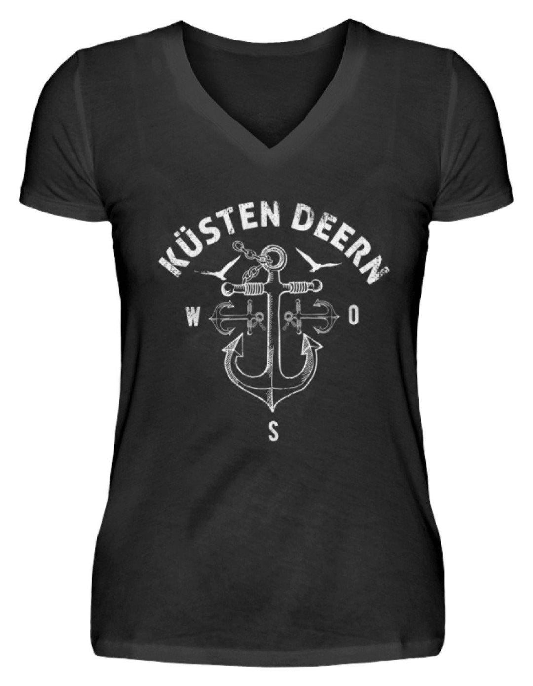 Küsten Deern 2 - Norddeutsch   - V-Neck Damenshirt - Words on Shirts Sag es mit dem Mittelfinger Shirts Hoodies Sweatshirt Taschen Gymsack Spruch Sprüche Statement