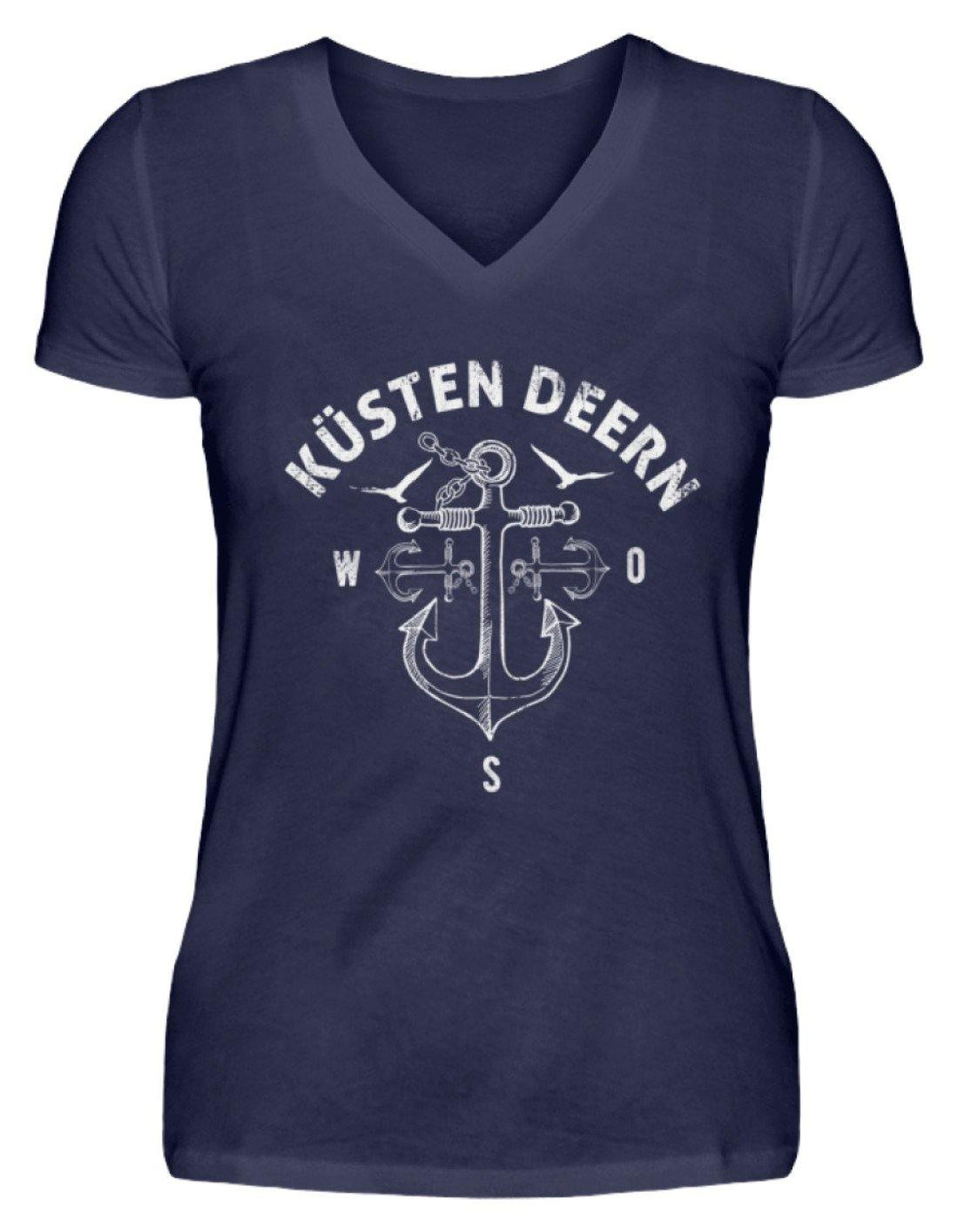 Küsten Deern 2 - Norddeutsch   - V-Neck Damenshirt - Words on Shirts Sag es mit dem Mittelfinger Shirts Hoodies Sweatshirt Taschen Gymsack Spruch Sprüche Statement