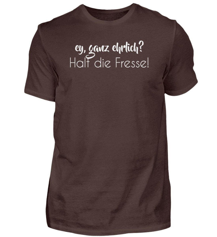 Ey, halt die Fresse Words on Shirts - PR  - Herren Premiumshirt - Words on Shirts Sag es mit dem Mittelfinger Shirts Hoodies Sweatshirt Taschen Gymsack Spruch Sprüche Statement