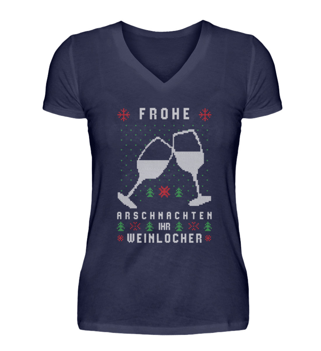 Frohe Arschnachten - Weinlöcher 2021  - V-Neck Damenshirt