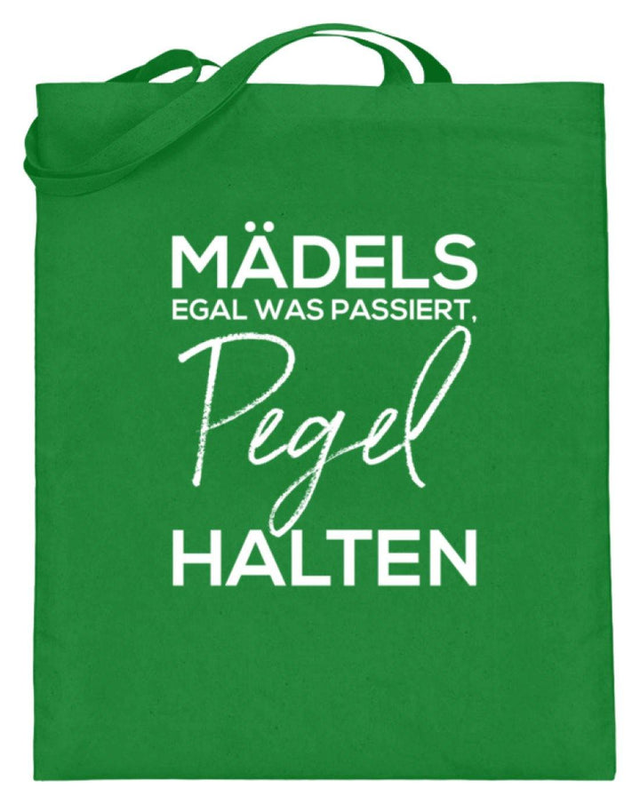 Mädels, Pegel halten.  - Jutebeutel (mit langen Henkeln) - Words on Shirts Sag es mit dem Mittelfinger Shirts Hoodies Sweatshirt Taschen Gymsack Spruch Sprüche Statement