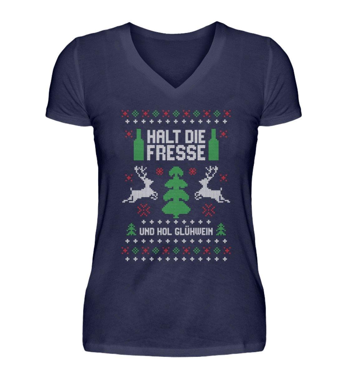 Halt die Fresse - und hol Glühwein  - V-Neck Damenshirt