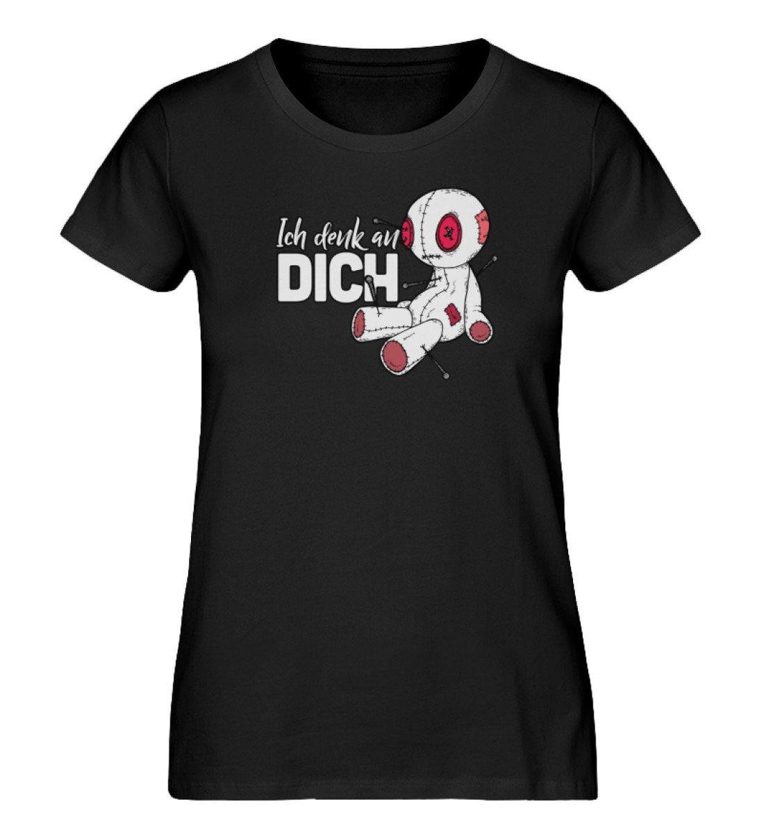 Ich Denk An Dich - Voodoo Puppe  - Damen Premium Organic Shirt - Words on Shirts Sag es mit dem Mittelfinger Shirts Hoodies Sweatshirt Taschen Gymsack Spruch Sprüche Statement