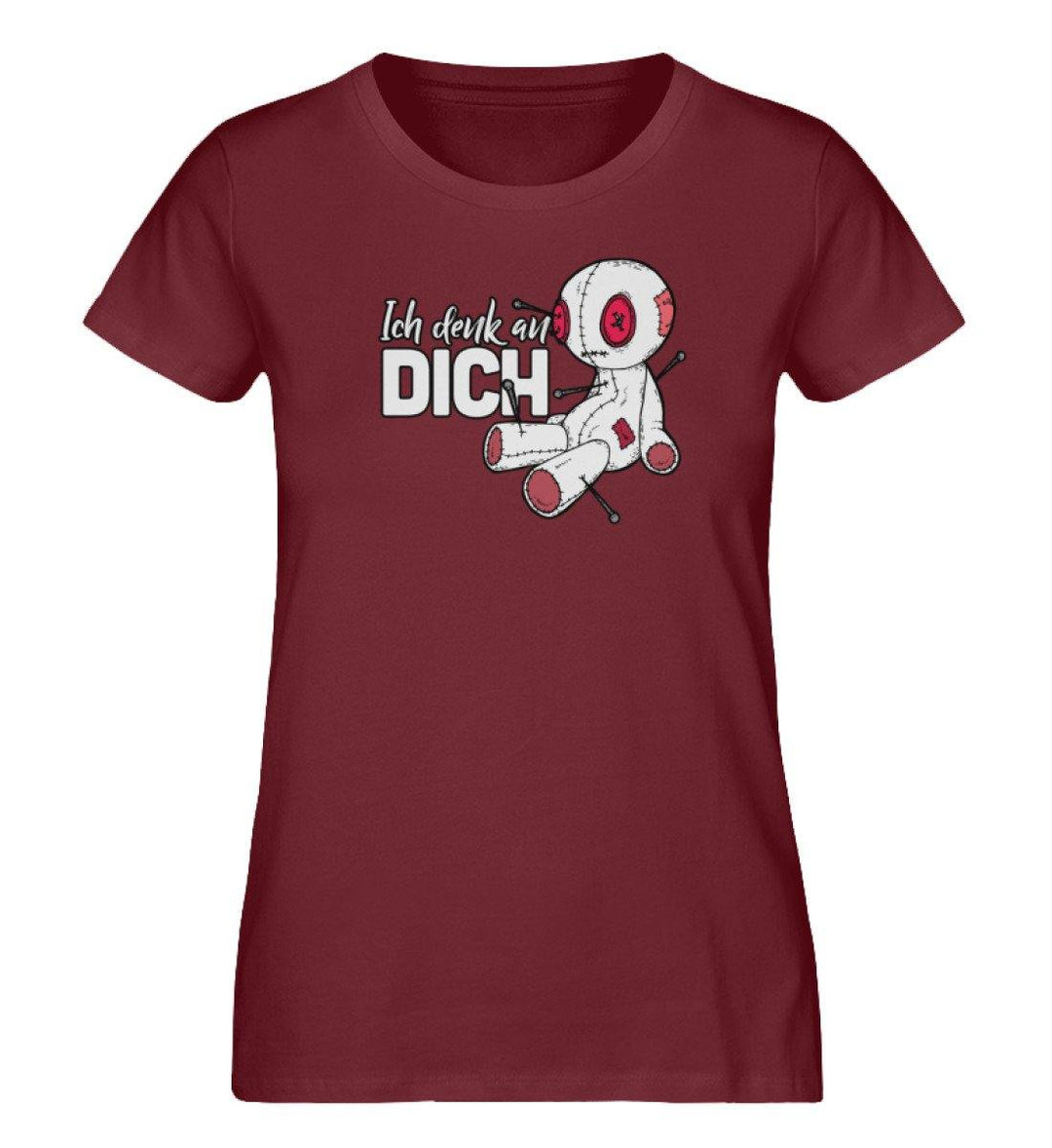 Ich Denk An Dich - Voodoo Puppe  - Damen Premium Organic Shirt - Words on Shirts Sag es mit dem Mittelfinger Shirts Hoodies Sweatshirt Taschen Gymsack Spruch Sprüche Statement