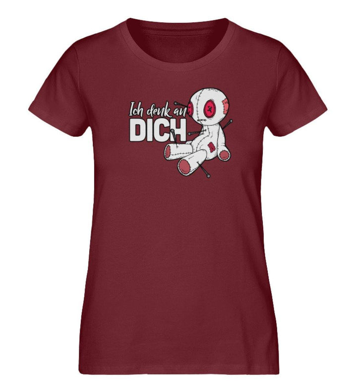 Ich Denk An Dich - Voodoo Puppe  - Damen Premium Organic Shirt - Words on Shirts Sag es mit dem Mittelfinger Shirts Hoodies Sweatshirt Taschen Gymsack Spruch Sprüche Statement