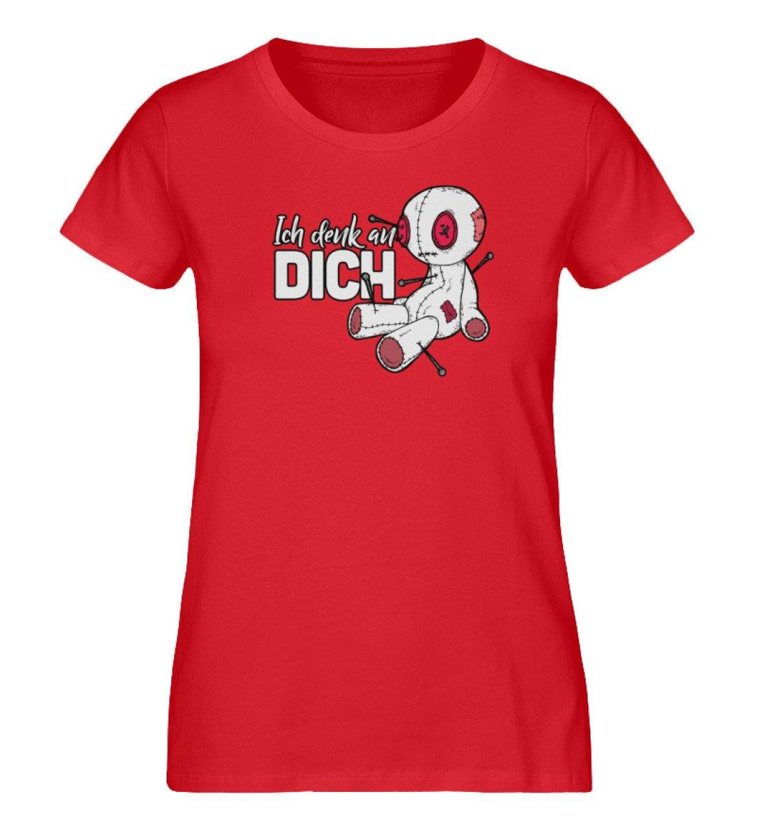 Ich Denk An Dich - Voodoo Puppe  - Damen Premium Organic Shirt - Words on Shirts Sag es mit dem Mittelfinger Shirts Hoodies Sweatshirt Taschen Gymsack Spruch Sprüche Statement