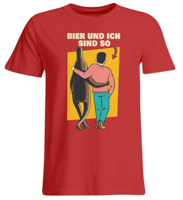 Bier und ich sind so - Words on Shirts  - Übergrößenshirt - Words on Shirts Sag es mit dem Mittelfinger Shirts Hoodies Sweatshirt Taschen Gymsack Spruch Sprüche Statement