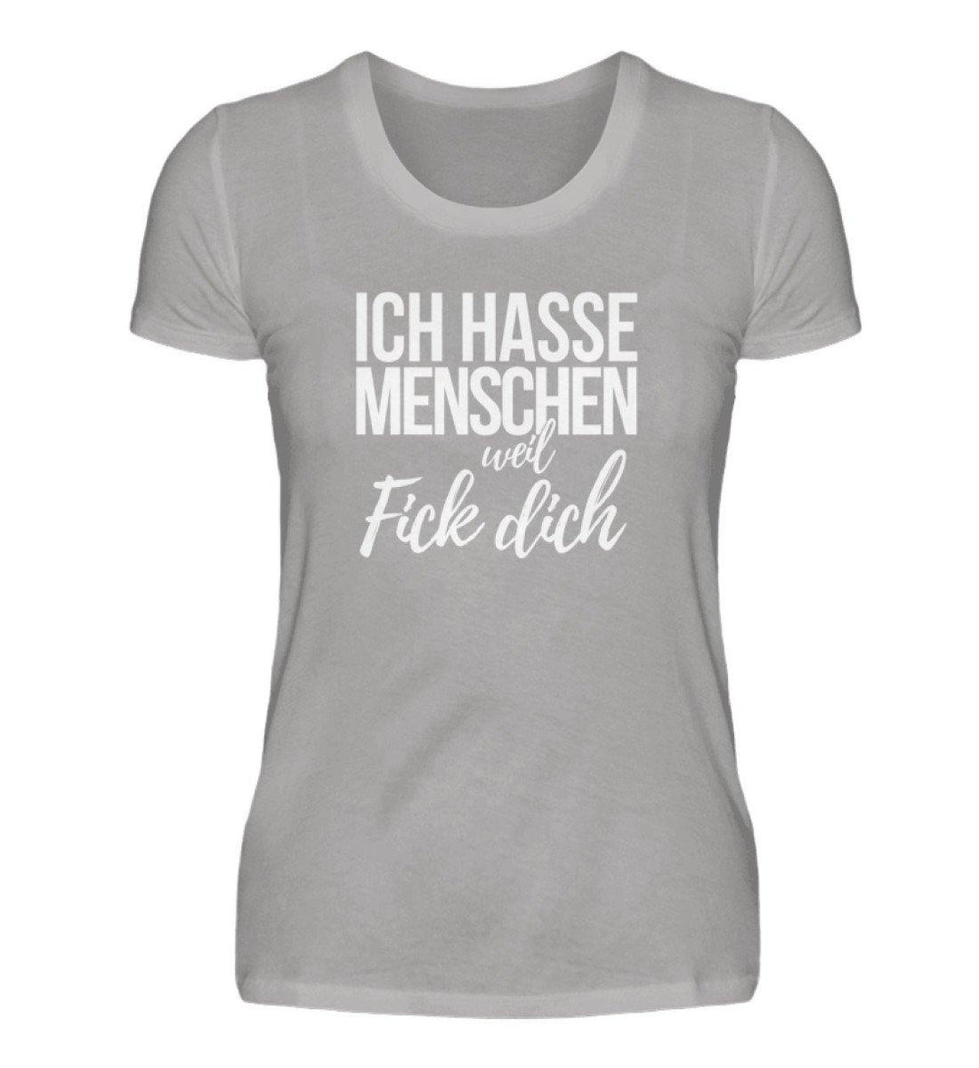 Weil Fick Dich - Words on Shirts - P  - Damen Premiumshirt - Words on Shirts Sag es mit dem Mittelfinger Shirts Hoodies Sweatshirt Taschen Gymsack Spruch Sprüche Statement