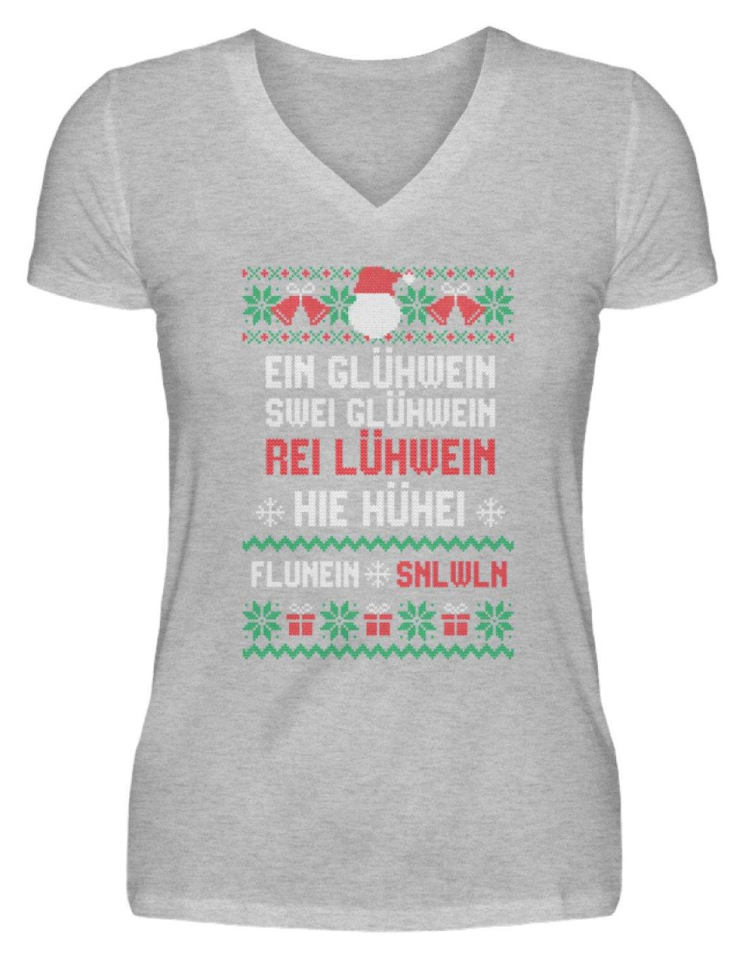 1 2 3 4 5 6 Glühwein - Words on Shirts  - V-Neck Damenshirt - Words on Shirts Sag es mit dem Mittelfinger Shirts Hoodies Sweatshirt Taschen Gymsack Spruch Sprüche Statement