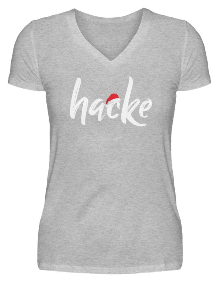 Hacke - Hacke Dicht - Words on Shirts  - V-Neck Damenshirt - Words on Shirts Sag es mit dem Mittelfinger Shirts Hoodies Sweatshirt Taschen Gymsack Spruch Sprüche Statement